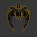 Futuristic Cosmic Spacecraft With Gold Navy Blue Design Streamlined Wings And Intricate Patterns