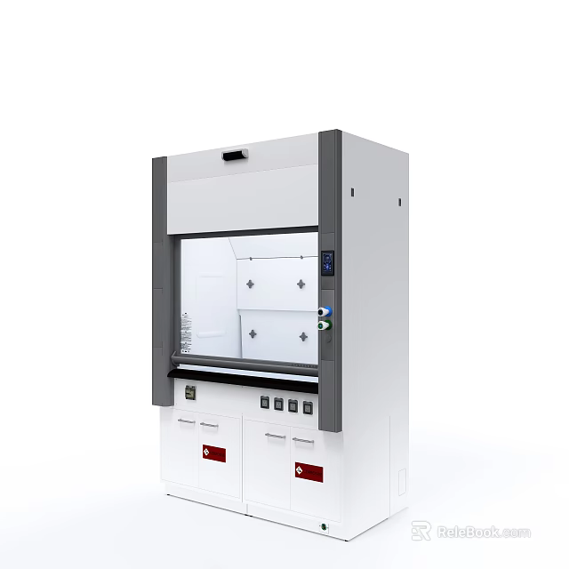Laboratory Medical Equipment White Fume Hood With Glass Door And Control Panel 3d model 
