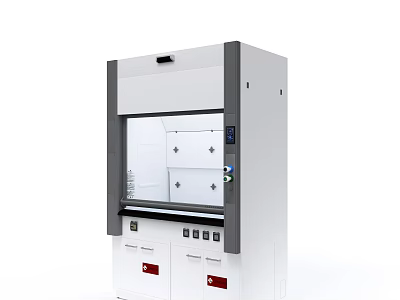 Laboratory Medical Equipment White Fume Hood With Glass Door And Control Panel 3d model