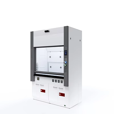 Laboratory Medical Equipment White Fume Hood With Glass Door And Control Panel 3d model