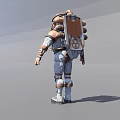 Man In Heavy Duty Protective Suit With Helmet And Backpack Equipment