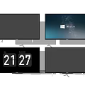Four Modern Televisions With Windows Interface Digital Clock And Black Screens 3d model