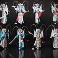 Traditional Peking Opera Woman In Colorful Costume With Intricate Headdress And Multiple Poses