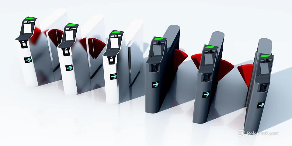 Public Facility Modern Turnstiles With White And Black Design For Entry Security 3d model 