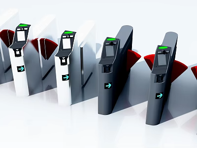 Public Facility Modern Turnstiles With White And Black Design For Entry Security 3d model