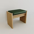 Modern Oak Wooden Stool With Green Padded Seat And Simple Design