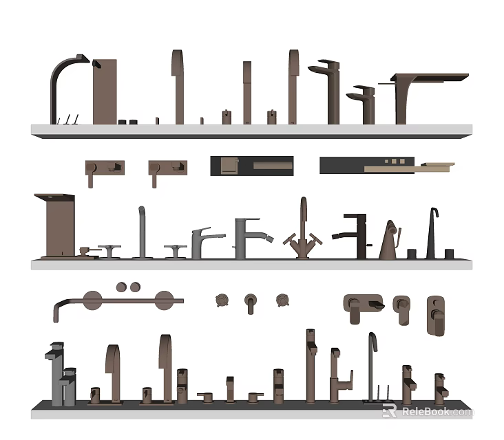 Various Modern Faucet Designs with Different Styles and Functional Shapes 3d model