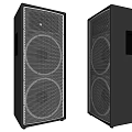 Black Floor Standing Speakers With Modern Design Mesh Front Panels And Dual Drivers