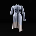 Elegant Light Blue Beige Color Block Dress With Collar Button Belt And Three Quarter Sleeves