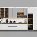Elegant Modern Kitchen Interior With White Cabinets Marble Countertops And Kitchenware Appliances 3d model