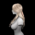 Game and Movie Character 3D Model With Long Blonde Wavy Center Parted Hair Upper Body