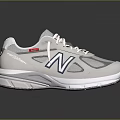 New Balance Gray And White Casual Sneakers With Blue N Logo And Comfortable Design