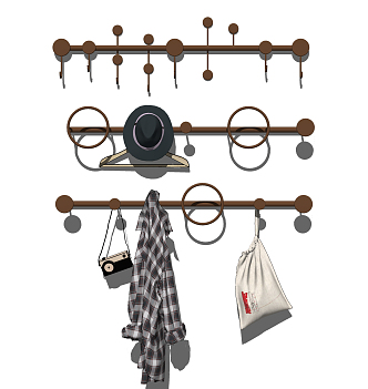 Modern Hook Hanging Coat Hook Combination 3d model