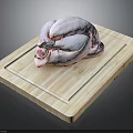 Fresh Raw Chicken Placed on Wooden Cutting Board for Preparation