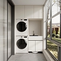 Modern Balcony Balcony Cabinet Washing Machine Cabinet 3d model