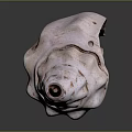 Pinkish Speckled Stone Conch Shell Sculpture With Textured Surface Carved Details And Central Hole