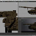 Detailed Tan Armored Tank With Military Cannon Machine Gun And Tracks