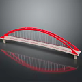 Red Arch Bridge Model With White Structure And Reflection On Surface 3d model