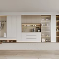 Modern Entryway Shoe Cabinet With Wooden Panels White Finish Coat Hooks And Storage Shelves