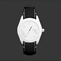 Stylish Modern Watch With Black Leather Strap Silver Dial And Transparent Glass