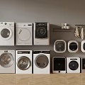 Different Washing Machine And Dryer Models With Modern Designs On 3d model