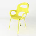 Minimalist Yellow Leisure Chair With Curved Armrests Sturdy Metal Legs And Modern Design