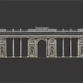 Classical Entrance Gate With Grand Columns Ornate Carvings And Top Railing Architectural Design