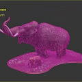 Woven Texture Mammoth Model With Adult And Baby Long Tusks On Decorative Base