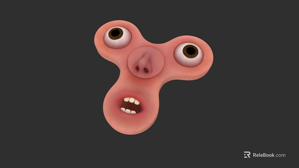 Funny Cartoon Creature Character 3D Model With Big Eyes Open Mouth And Pink Face 3d model 