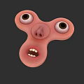 Funny Cartoon Creature Character 3D Model With Big Eyes Open Mouth And Pink Face
