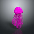 Vibrant Pink Jellyfish With Long Flowing Tentacles On Gray Background With Reflection 3d model