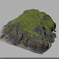 Natural Rocky Terrain Covered With Green Grass And Soil Rock Formation