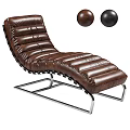 Brown Leather Chaise Lounge Sofa Stool With Gray Blanket And Metal Frame Design