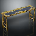 Public Bench With Yellow And Black Worn Surface Metal Material Simple Structure