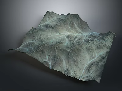 Detailed 3D Terrain Model Featuring Mountain Ranges And River Textures 3d model