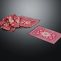 Red Square Carpets With Intricate Patterns Displayed On Black Surface 3d model