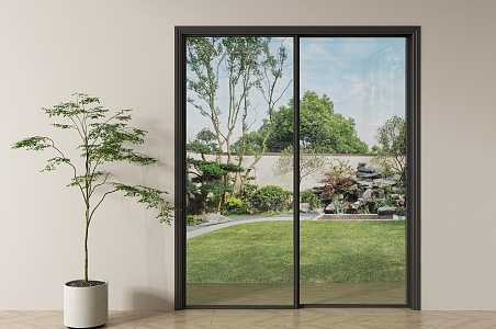 Modern sliding door glass sliding door Changhong glass sliding door balcony glass sliding door 3d model