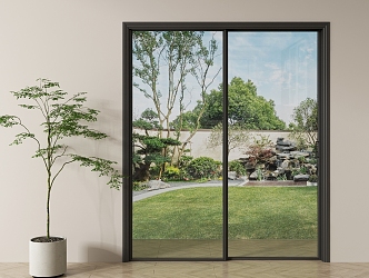 Modern sliding door glass sliding door Changhong glass sliding door balcony glass sliding door 3d model