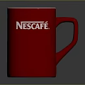 Red Nescafe Coffee Mug With White Interior For Daily Coffee Use 3d model
