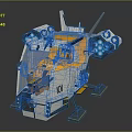 White And Orange Sci Fi Mini Vehicle With Blue Lights And VOI Marking