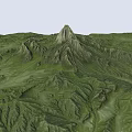 Natural Garden Landscape With Green Meadow Winding Path Mountain Peak And Rolling Hills
