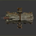 Rusty Mechanical Creature Character With Four Legs And Cannon Weapon Design 3d model