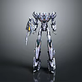 Sci Fi Mechanical Robot Figure With Metallic Armor And Weapon Structure