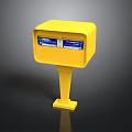 Outdoor Yellow Mailbox With Pedestal Stand And Blue Information Panels