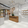 Elegant Accessories Store Interior With Wooden Display Shelves White Counter And Pendant Lights