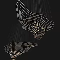 Elegant Modern Curved Wave Layered Wireframe Chandelier With Suspended Design For Interior Decor