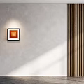 Wooden Vertical Slat Wall Paneling In Modern Interior With Gray Wall Art