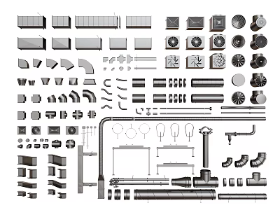 Comprehensive Hardware Tools Collection Including Bolts Nuts Pipes And Fittings For Industrial Projects 3d model