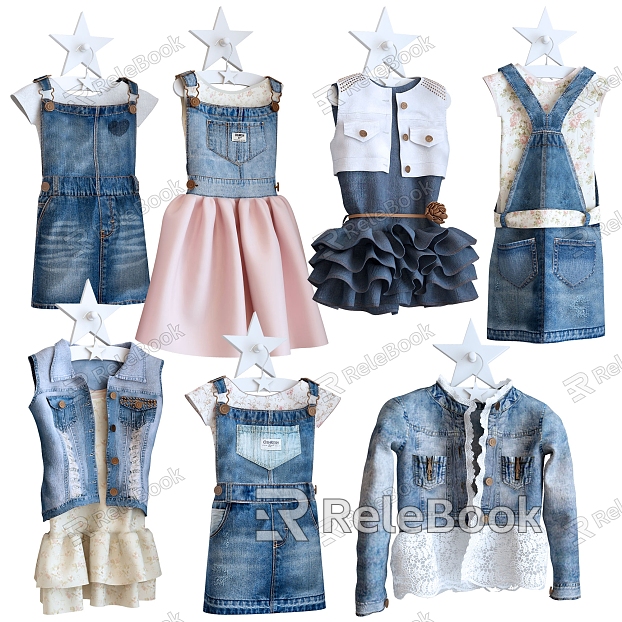 Modern Clothes Clothing Children's Clothing Little Girl dress Denim dress Clothes Display Rack model