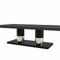 Modern Console Table Design With Black Tabletop And Metal Silver Accent Supports